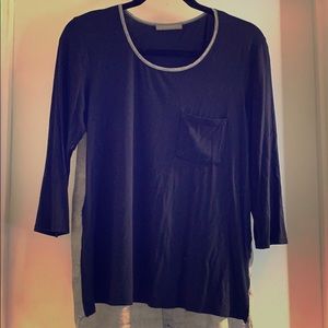 Loveappella button back mixed knit top